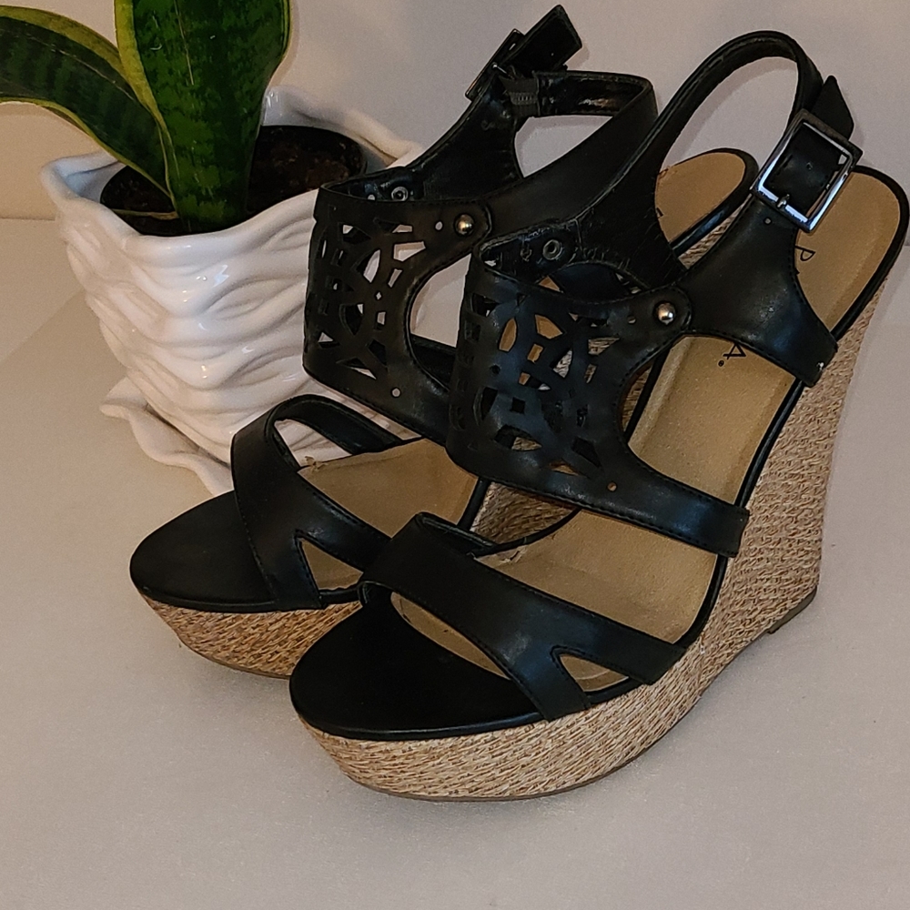 SOLD Black wedge sandals